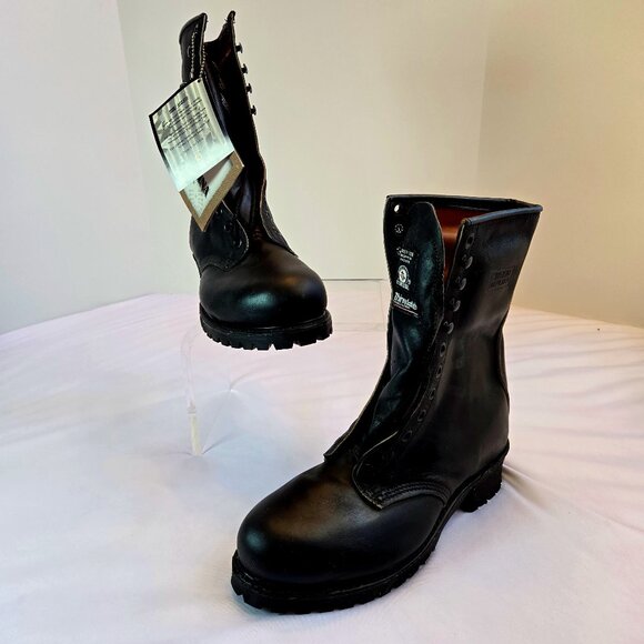 Vintage CAROLINA Men Sub Zero Leather Boots/Steel Toe Logger Boot Sz: 9.5E Black - Picture 1 of 10